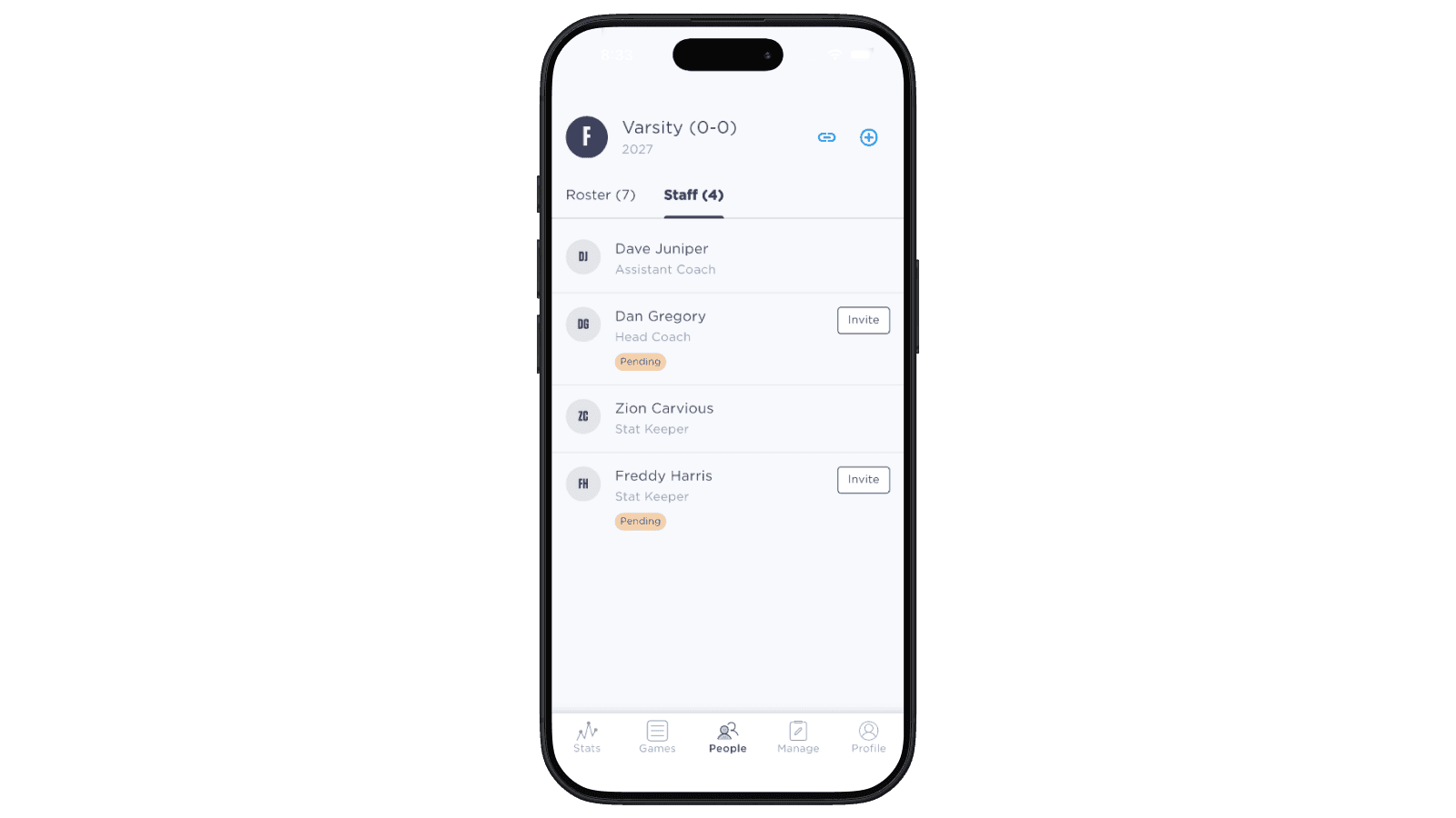Staff invite flow screenshot